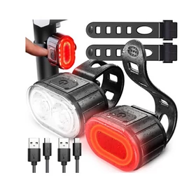 LED-es vízálló Kerékpár első és hátsó lámpa, USB-s