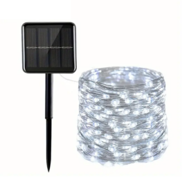 100 micro LED-es napelemes dekor fényfüzér, hideg fehér, 7m
