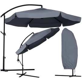 Függő Gémes Kitekerhető Napernyő, 3,5 m, szürke, takaróponyvával, 230g/m2