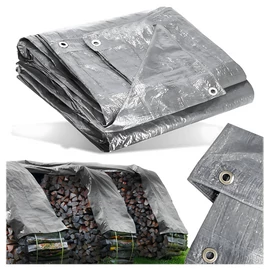 4x5 m-es  vízálló ponyva, tarpaulin, alumínium rögzítőlyukkal, szürke, 80 g/m2