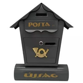 Horganyzott Acél zárható postaláda 37 × 10 5 × 47 cm 2 db kulccsal fekete