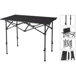 ProGarden Masszív összecsukható és bővíthető fém Kemping asztal 95 x 55 x 50-80 cm fekete