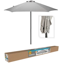 Ambience acél vázas és 6 bordás napernyő, széltörővel, 2,3 m, 180g/m2, UPF30+, szürke