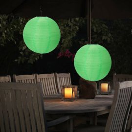 Nagyméretű Napelemes Party LED Lampion, 40 cm, zöld, 1db