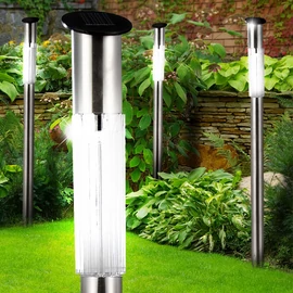 70 cm magas napelemes inox kerti lámpa LED világítással, Hideg fehér, 1 db 