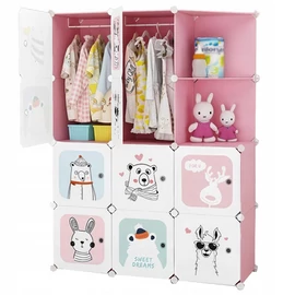 HÖGLER Moduláris Push-Fit Cuki gyerek gardróbszekrény rózsaszín 144 x 112 x 37 cm 12 modul