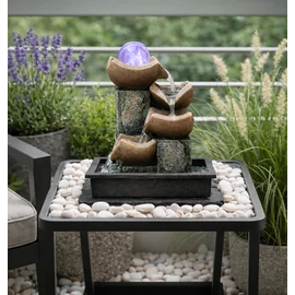 Dekoratív asztali Feng Shui, Szökőkút-csobogó gömb LED lámpa, 24 x 24 x 21 cm, hálózati adapterrel