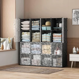 HÖGLER XXL Moduláris Push-Fit szekrény fekete 144 x 144 cm 16 modul