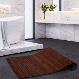 Bambusz csúszásmentes fürdőszobai kádkilépő szőnyeg, 50 x 80 cm, sötétbarna