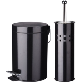 2 részes rozsdamentes fürdőszoba készlet (3 l-es szemetes + wc kefe), lakk fekete