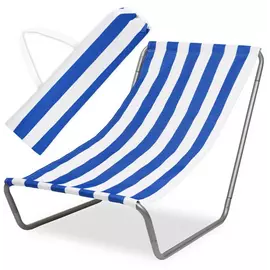 Összecsukható kényelmes napozószék, nyugágy, 95 cm x 59 cm x 50 cm, hordtáskával, kék csíkos