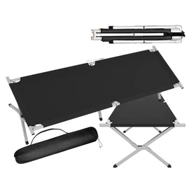 Nagyméretű strapabíró összecsukható kempingágy 190 x 62 cm 100 Kg fekete RG