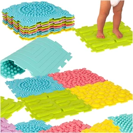Érzékszőnyeg montessori lábmasszázs puzzle 8 darab pasztell színű