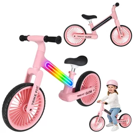 Trike Fix Glow LED futóbicikli rózsaszínben, 12 colos kerekekkel, világító élménnyel