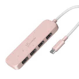 j5create JCH341ER, USB 3.2 Gen 1 (3.1 Gen 1) Type-C, USB 3.2 Gen 2 (3.1 Gen 2) Type-A, 10000 Mbit/s, Rózsa, Akrilnitril-butadiénsztirol (ABS), Újrahasznosított műanyag, Tajvan