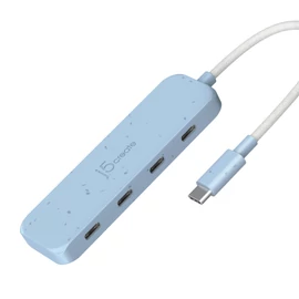 j5create JCH345EC, USB 3.2 Gen 1 (3.1 Gen 1) Type-C, USB 3.2 Gen 2 (3.1 Gen 2) Type-C, 10000 Mbit/s, Cián, Akrilnitril-butadiénsztirol (ABS), Újrahasznosított műanyag, Tajvan