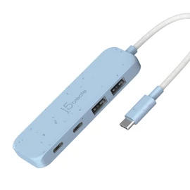 j5create JCH342EC, USB 3.2 Gen 1 (3.1 Gen 1) Type-C, USB 3.2 Gen 2 (3.1 Gen 2) Type-A, USB 3.2 Gen 2 (3.1 Gen 2) Type-C, 10000 Mbit/s, Cián, Akrilnitril-butadiénsztirol (ABS), Újrahasznosított műanyag, Tajvan