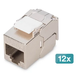 Digitus DN-93615-S-12, Lapos, Ezüst, RJ-45, Aljzat, 10GBase-T, Nikkel / arany