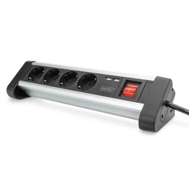 Digitus DA-70614, 1,5 M, Beltéri, E / F típus, Type F (CEE 7/4), Fekete, Ezüst, Alumínium