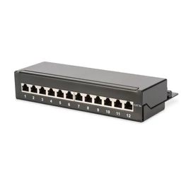 Digitus DN-91612SD-EA, 10 Gigabit Ethernet, RJ-45, Fekete, Galvanizált acél, SECC, 175 mm, 6 cm