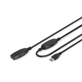 Digitus DA-73106, 15 M, USB A, USB A, USB 3.2 Gen 1 (3.1 Gen 1), 5 Gbit/s, Fekete