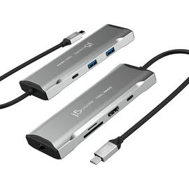 j5create JCD393, Vezetékes, USB 3.2 Gen 1 (3.1 Gen 1) Type-C, 100 W, 10,100,1000 Mbit/s, Szürke, Space Grey