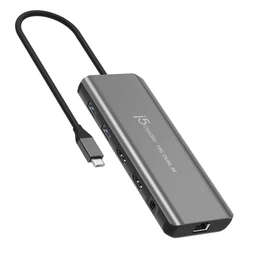 j5create JCD398-N, Vezetékes, USB 3.2 Gen 2 (3.1 Gen 2) Type-C, 100 W, 10,100,1000 Mbit/s, Szürke, Space Grey