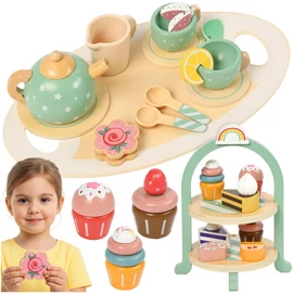 Children's tea set + Kruzzel 26418 cake stand