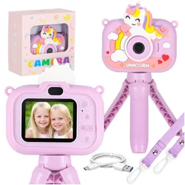 Unikornis 1080P Gyerek Kamera Állvánnyal, 2" IPS, 400mAh, 5 Játék, 3+