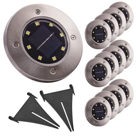 12 db napelemes lámpa a kertbe földbe szúrható kerek 12 cm-es átmérő 8 LED/lámpa