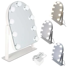 LED sminktükör 9 izzóval, érintővezérléssel, állítható fénnyel, fehér