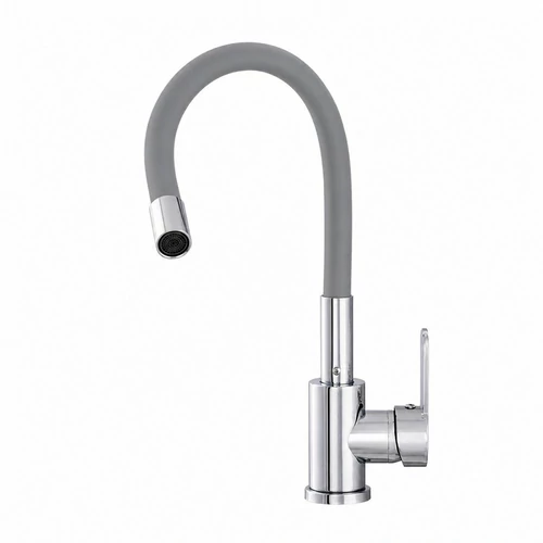 Konyhai csaptelep rugalmas szárral, 45 cm hosszú csővel, szürke
