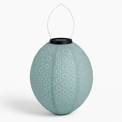 ArtiCasa Ovális napelemes fénynyomat mintás Party LED-es Lampion 29 x 20 cm kék színű 1 db