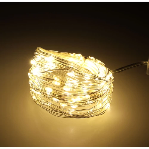 100 micro LED-es elemes dekor fényfüzér, tündérfény, meleg fehér, 5 m