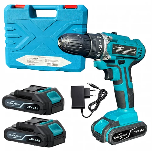 Akkus fúrócsavarozó 2 db akksival 24 V 3000 mAh 10 mm-es gyorskioldó tokmány