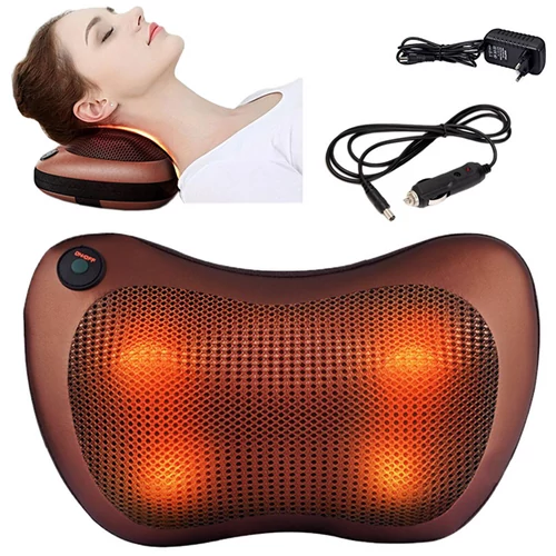 Fűtött Shiatsu masszírozó párna, 2 féle adapterrel
