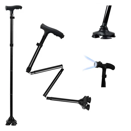Összecsukható sétapálca 6 LED-es zseblámpával, 85-97 cm 
