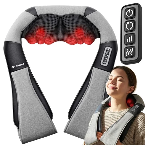 HealthPro Shiatsu akkus vezetéknélküli 3D Nyak és váll masszírozógép, fűtő funkcióval, 8 masszázsponttal, 2000 mAh akkuval, USB-c töltővel