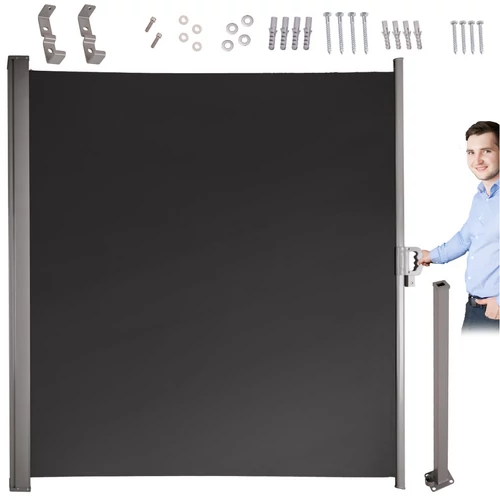 Behúzható kerti oldalfal napellenző – 160x300 cm, sötétszürke, szélvédett