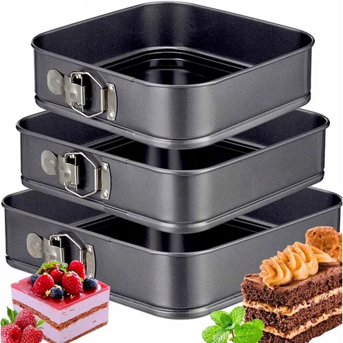 3 db-os tapadásmentes Tortaforma, tepsi készlet süteményekhez, levehető oldallal, AT
