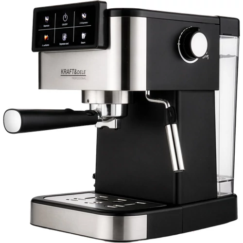 Kraft&amp;Dele Nagynyomású 20 bar krémes presszókávéfőző, 1500 W, Érintőkijelző 5 programmal 