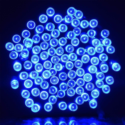 50 LED-es napelemes kerti fényfüzér, kék