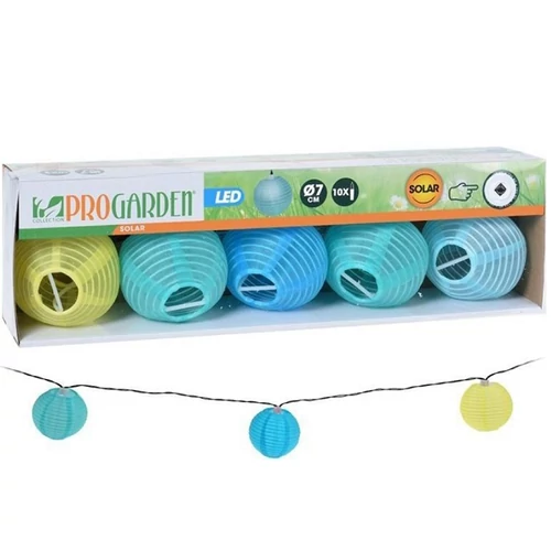 10 LED-es napelemes party lampion fényfüzér, 4,5 m, színes