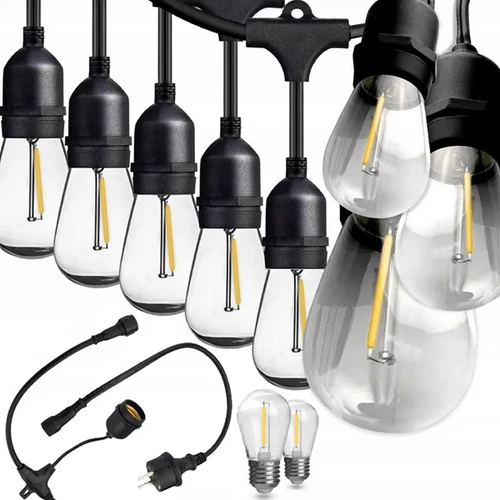 20 LED-es dekor gömb kerti lámpafüzér, kertvilágítás, időjárásálló IP44, 12 m - meleg fehér