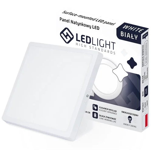 LED mennyezeti panel, felületre szerelt, nem villogó, CCD, meleg fehér, adapterrel, 18W