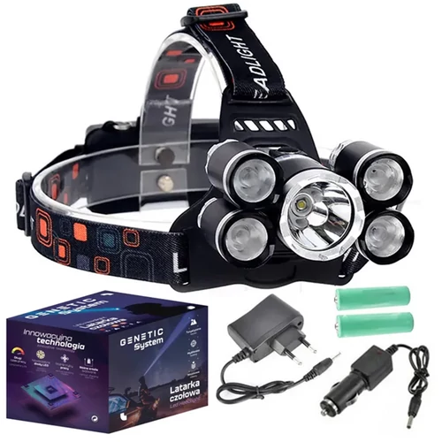 Extra erős  GENETIC® fejlámpa, erős Cree 5x XML, T6 LED-es fényszóró