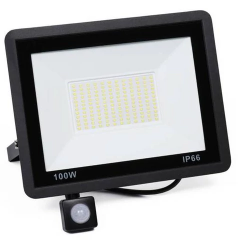 100W vízálló IP66, LED reflektor, mozgás és alkonyat érzékelővel