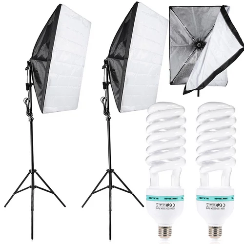 2 x 135 W-os fényű állványos Softbox fénykészlet  otthoni stúdió fotózáshoz