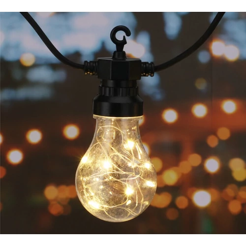 14,5 m 160 micro LED-es 20 gömb időzíthető lámpafüzér, hosszabbítható teraszvilágítás, időjárásálló, IP44, meleg fehér