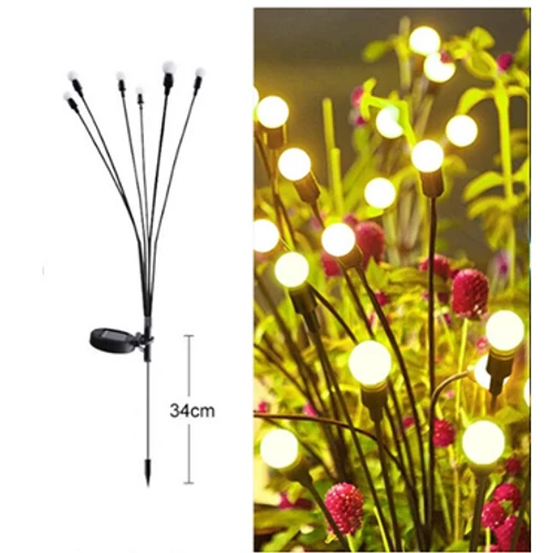 Kültéri napelemes világító fa, Meleg fehér LED, 75 cm, 6 db Mini gömb